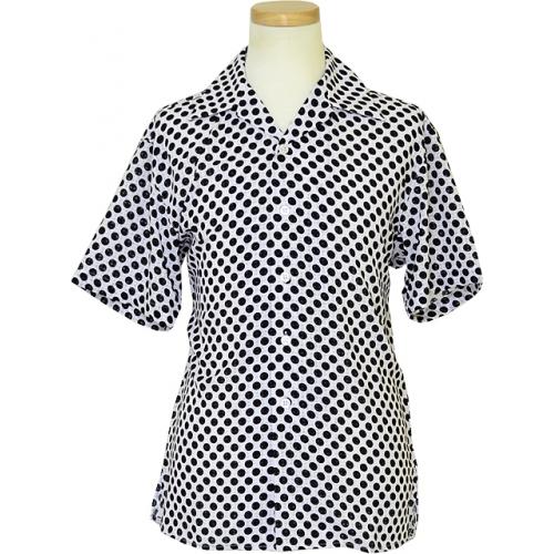 Pronti White / Black Polka Dots Design Shirt 100% Microfiber S6019